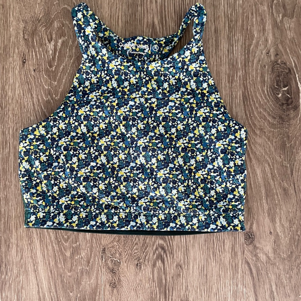 Outdoor Voices Women's Blue Floral Sports Bra Top